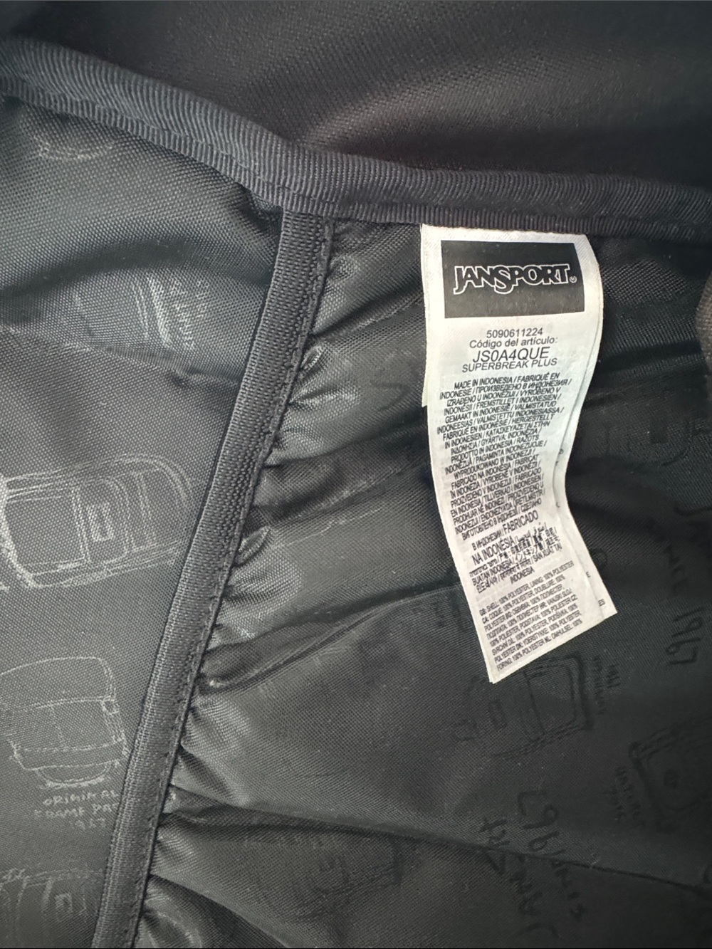 Jansport Black Classic Backpack with Front Pocket - Picture 4 of 4